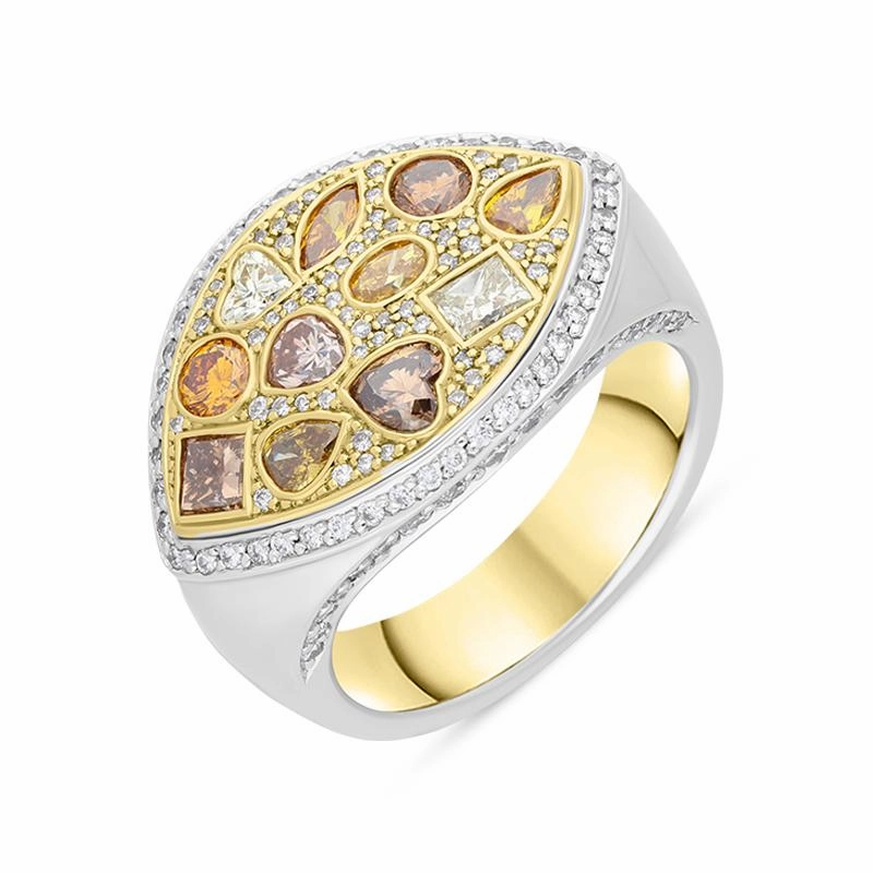 Hans D. Krieger 18ct White and Rose Gold Multicolour Diamond Dress Ring D