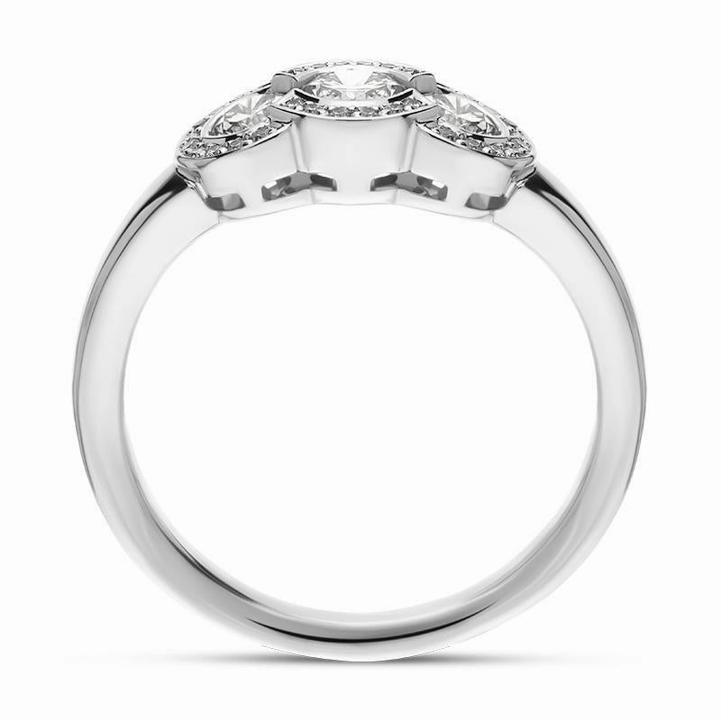 Hans D Krieger 18ct White Gold 0.69ct Diamond Round Trilogy Ring