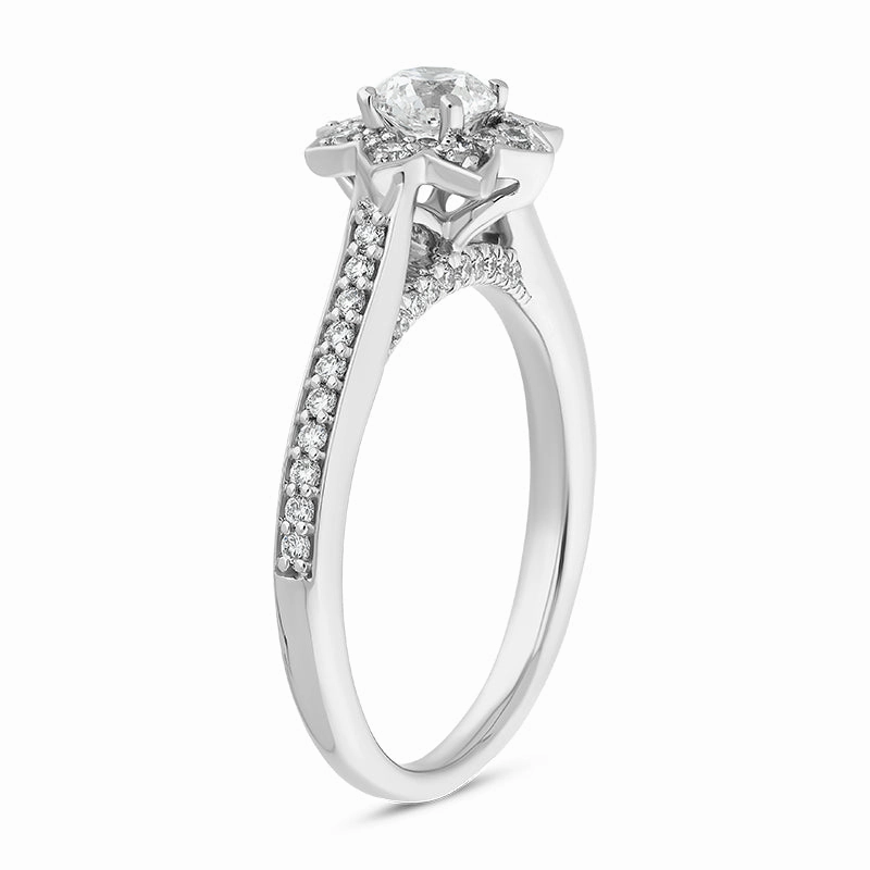 Hans D Krieger 18ct White Gold 0.76ct Diamond Flower Cluster Ring D