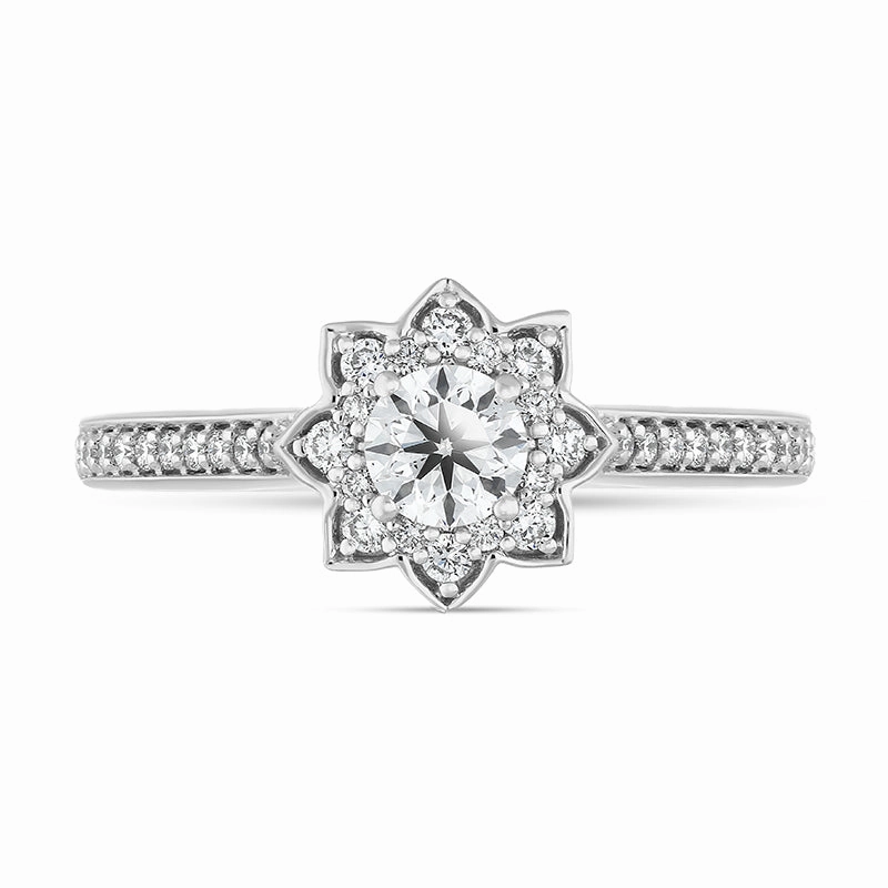 Hans D Krieger 18ct White Gold 0.76ct Diamond Flower Cluster Ring D