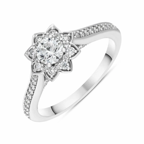 Hans D Krieger 18ct White Gold 0.76ct Diamond Flower Cluster Ring D