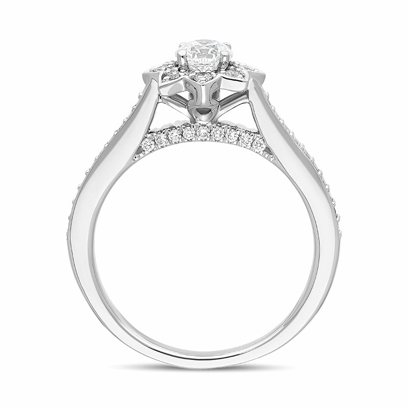 Hans D Krieger 18ct White Gold 0.76ct Diamond Flower Cluster Ring D