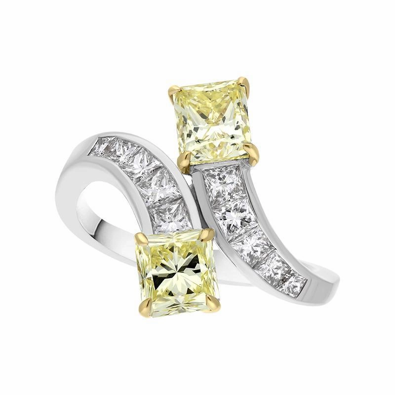 Hans D. Krieger 18ct White Gold Yellow Diamond Crossover Ring