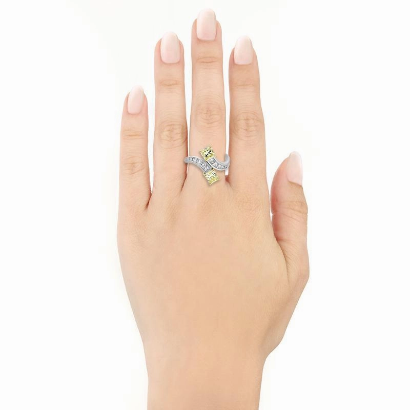 Hans D. Krieger 18ct White Gold Yellow Diamond Crossover Ring