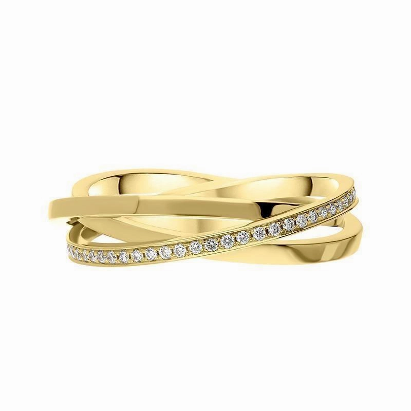 Hans D. Krieger 18ct Yellow Gold 0.25ct Diamond Crossover Band Ring
