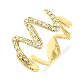 Hans D. Krieger 18ct Yellow Gold 0.38ct Diamond Wave Ring