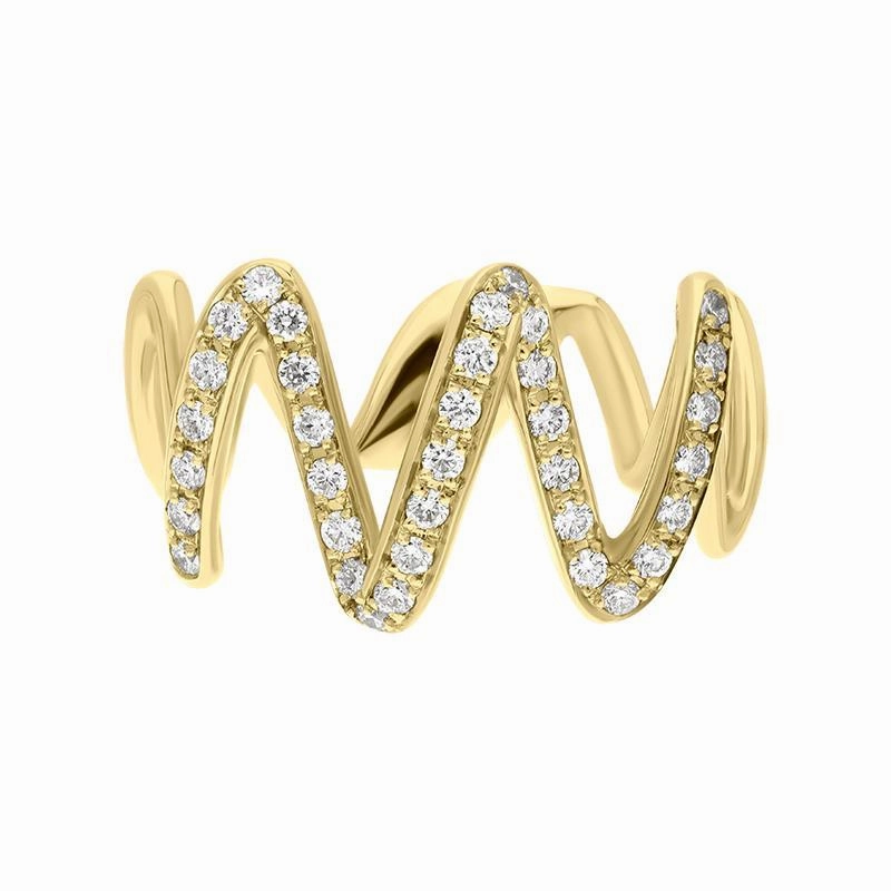 Hans D. Krieger 18ct Yellow Gold 0.38ct Diamond Wave Ring