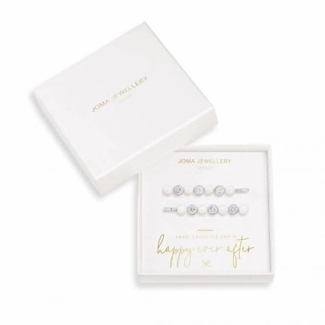Happy Ever After Hair Accessories Silver Pearl Zirconia Hair Slides 3677
