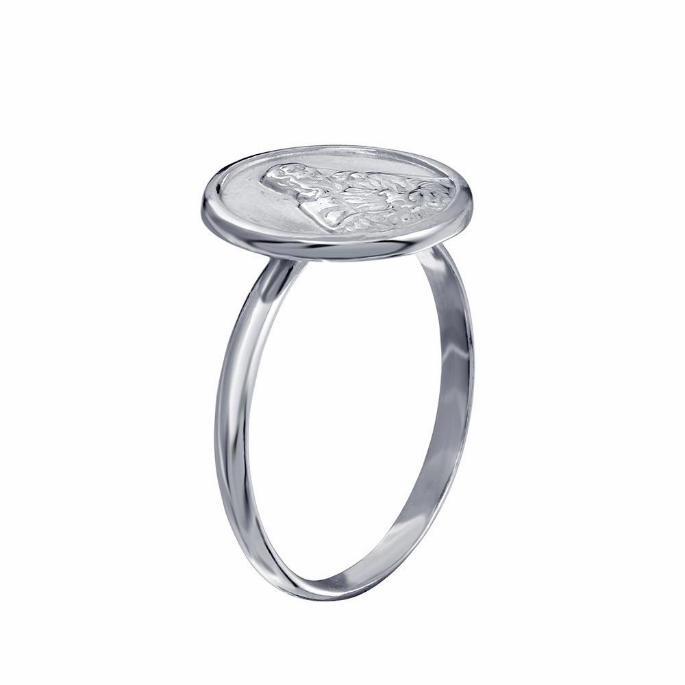 High Polished 925 Sterling Silver Disc Mother Mary Design Ring - SOR00032