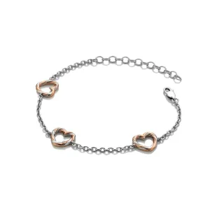 Hot Diamond Breeze Sterling Silver Rose Gold Heart Bracelet