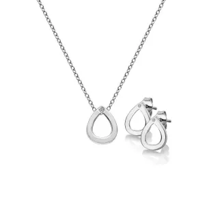 Hot Diamonds Amulets Sterling Silver Diamond Teardrop Necklace Earrings Set