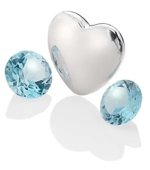 Hot Diamonds Birthstones Sterling Silver Blue Topaz Cabochons Charm