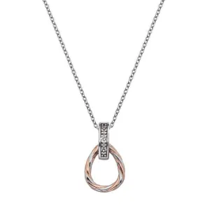 Hot Diamonds Breeze Sterling Silver Rose Gold Teardrop Necklace