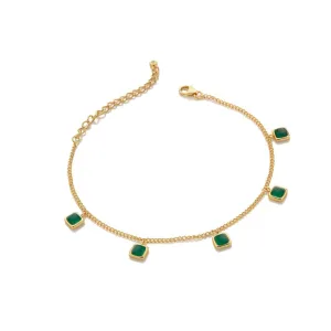 Hot Diamonds Gold Plated Sterling Silver Green Agate Square Bracelet