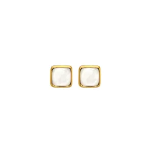 Hot Diamonds Gold Plated Sterling Silver Mother Of Pearl Square Stud Earrings
