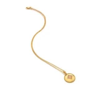 Hot Diamonds Gold Plated Sterling Silver Pink Quartz Coin Necklace