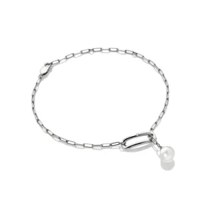 Hot Diamonds Linked Paperclip Sterling Silver Pearl Bracelet D