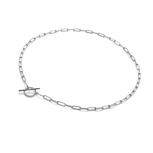 Hot Diamonds Linked T-Bar Sterling Silver Topaz Necklace D