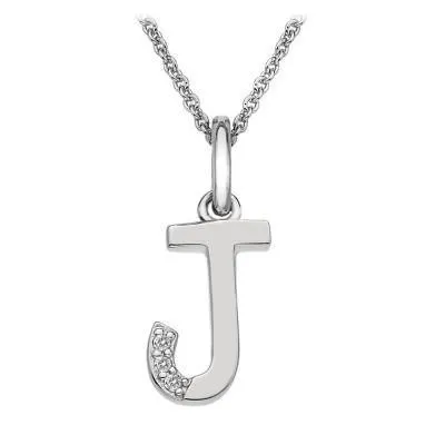 Hot Diamonds Micro 'J' Sterling Silver Necklace