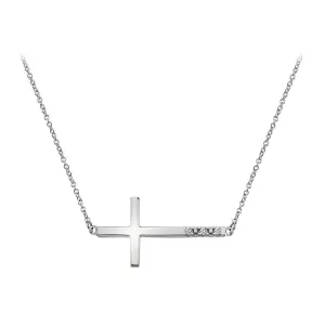 Hot Diamonds Necklace Sideways Cross Silver