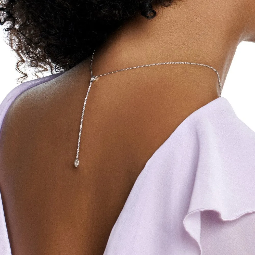 Hot Diamonds Sterling Silver White Topaz Tender Waterfall Marquise Necklace
