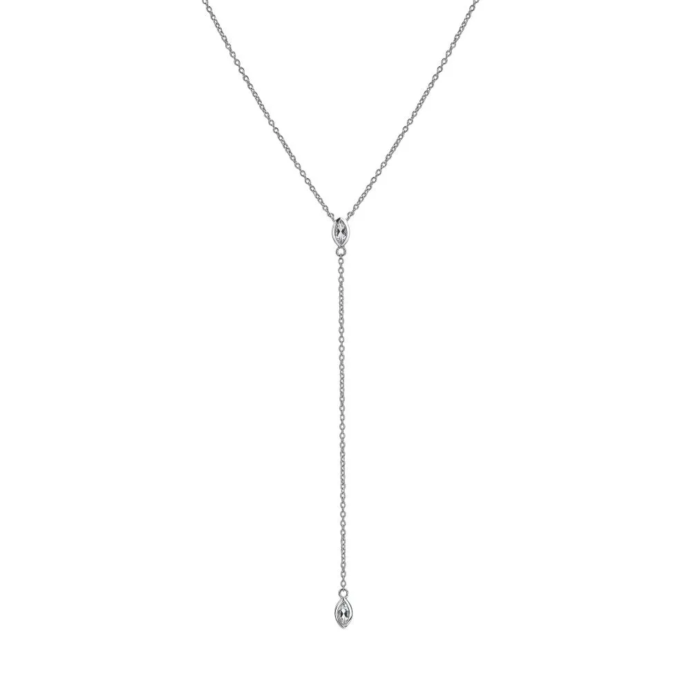 Hot Diamonds Sterling Silver White Topaz Tender Waterfall Marquise Necklace
