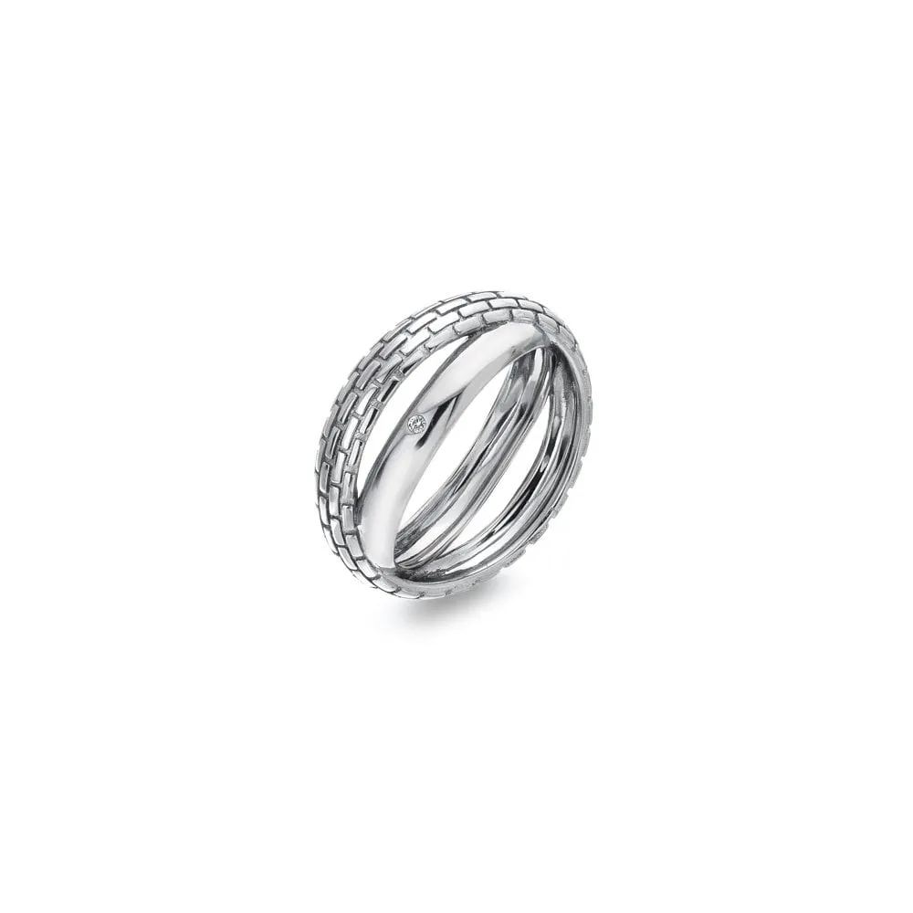 Hot Diamonds Woven Sterling Silver Interlocking Ring D