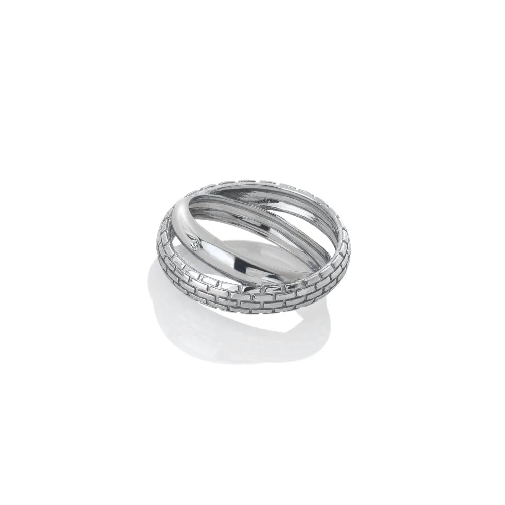 Hot Diamonds Woven Sterling Silver Interlocking Ring D