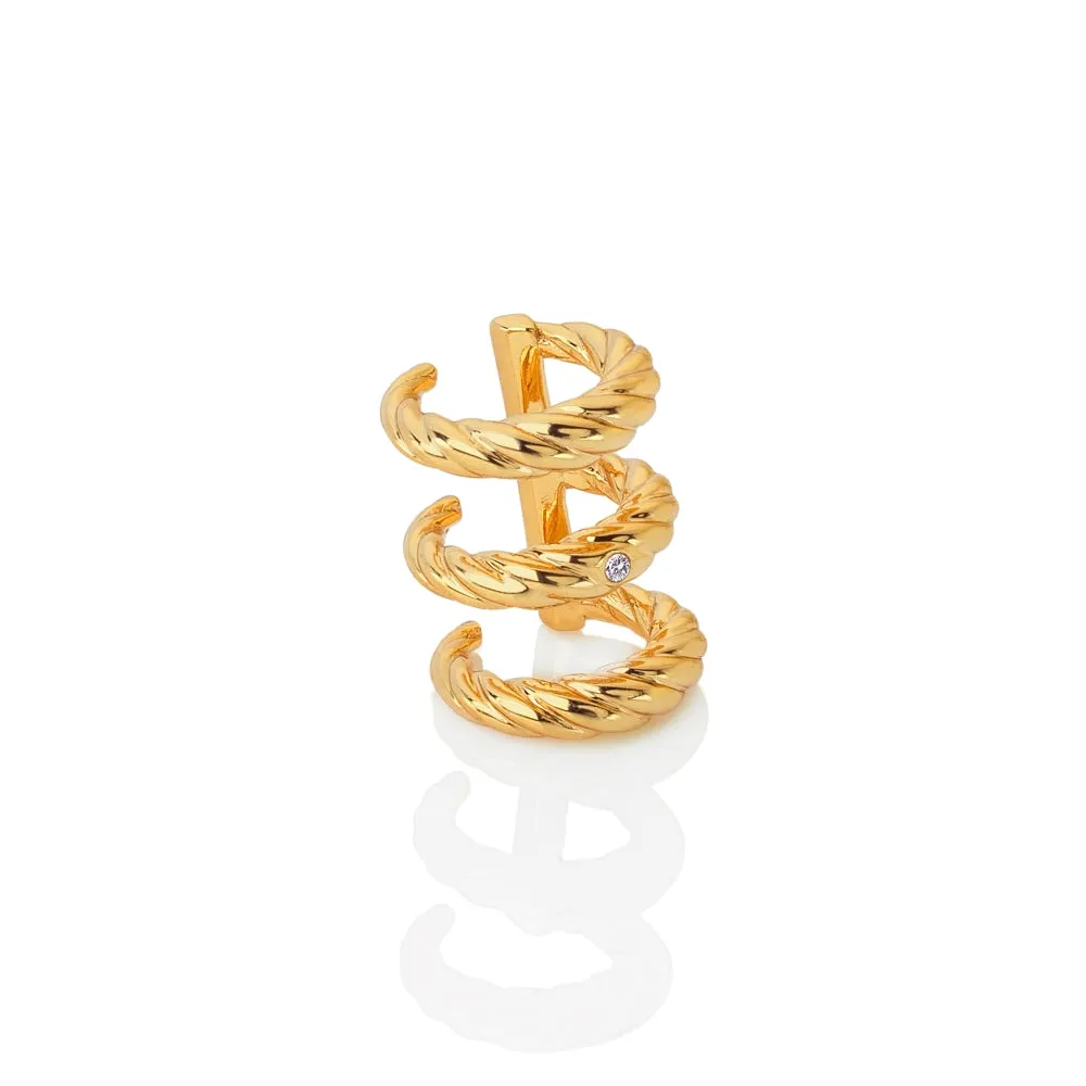 Hot Diamonds x Jac Jossa Entwine Gold Plated Sterling Silver Triple Ear Cuff