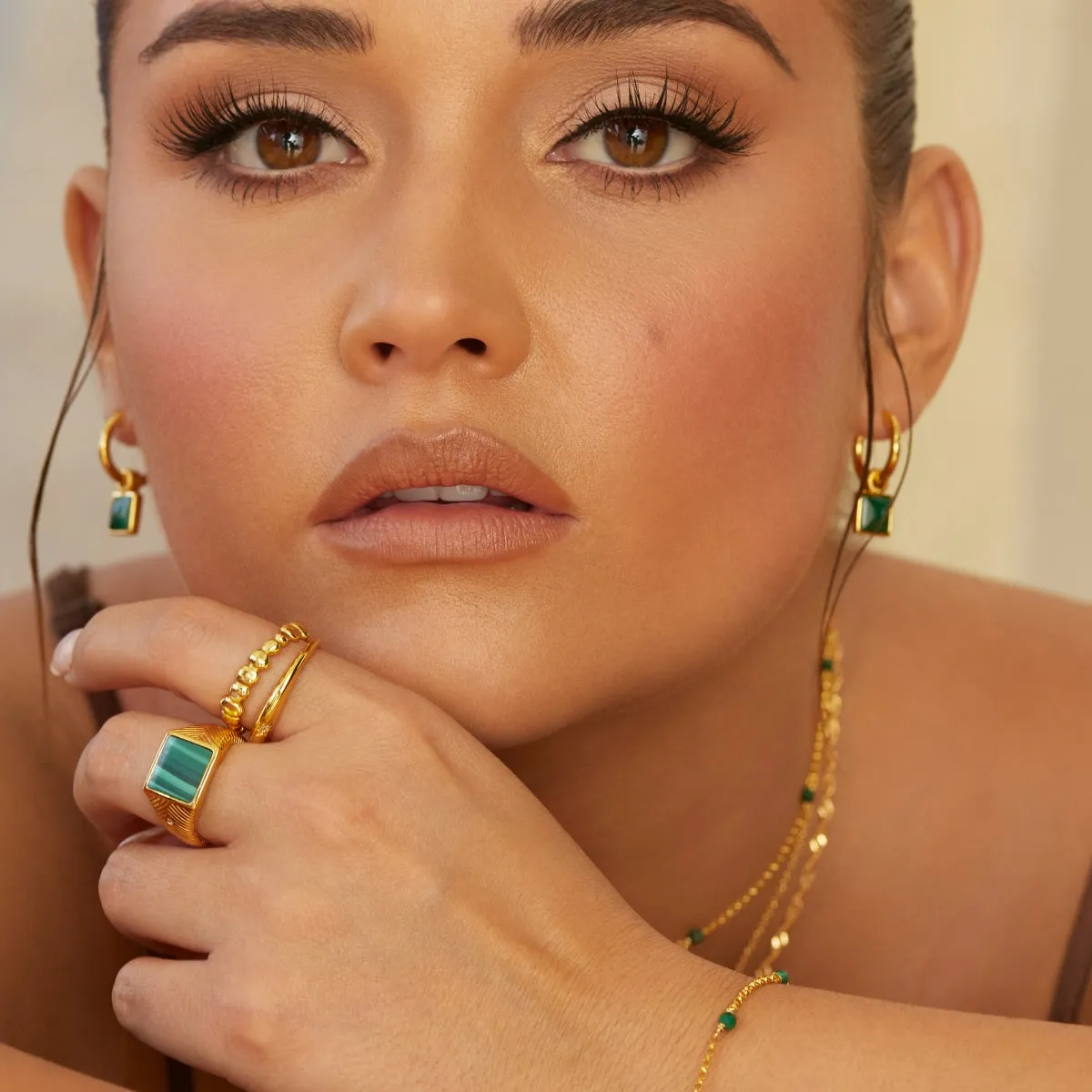 Hot Diamonds x Jac Jossa Revive Gold Plated Sterling Silver Malachite Choker D