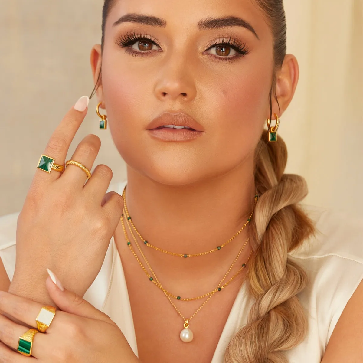 Hot Diamonds x Jac Jossa Revive Gold Plated Sterling Silver Malachite Choker D