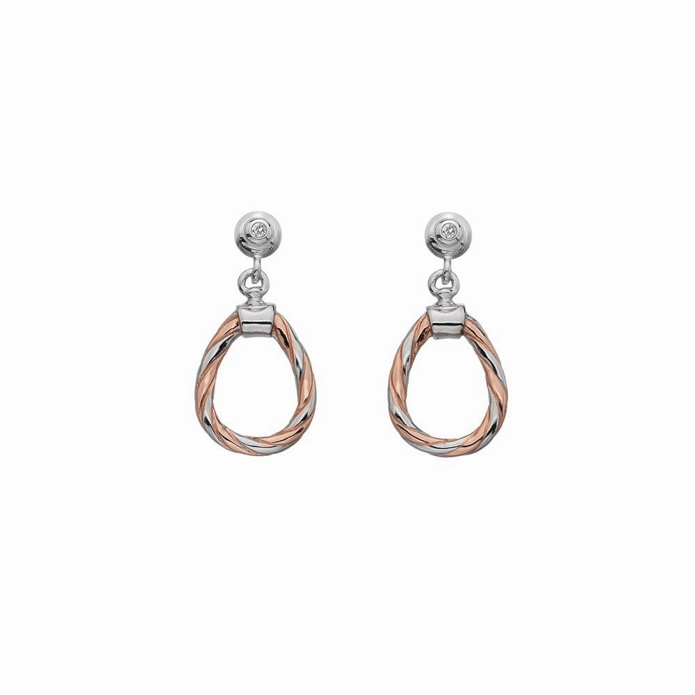 Hot Diamonds Breeze Sterling Silver Rose Gold Diamond Teardrop Earrings