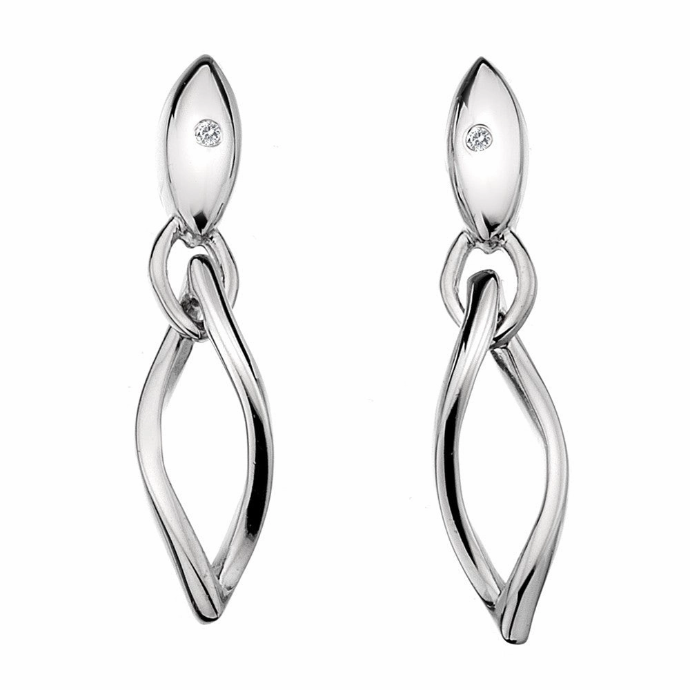 Hot Diamonds Earrings Sparkle Twist Drop Silver