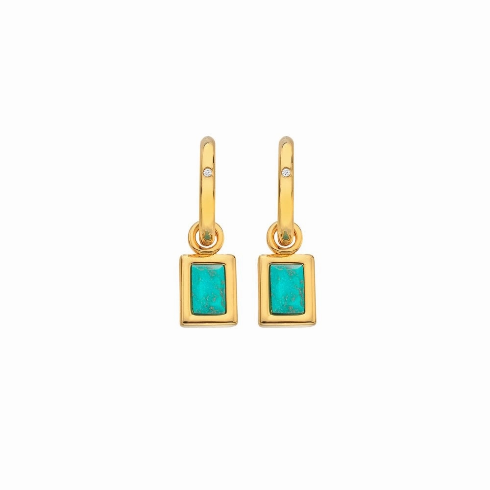 Hot Diamonds Gold Plated Sterling Silver Turquoise Rectangle Earrings
