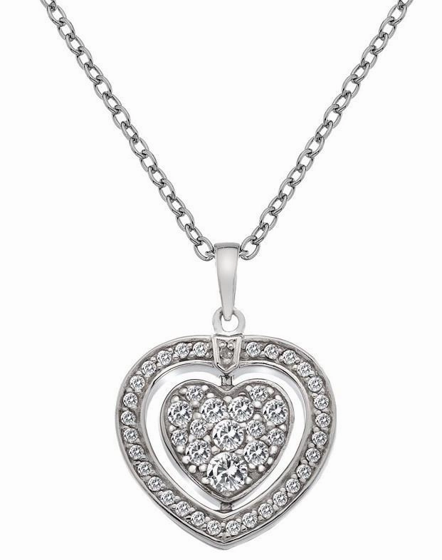 Hot Diamonds Luxury Silver Zirconia Diamond Turning Heart Pendant