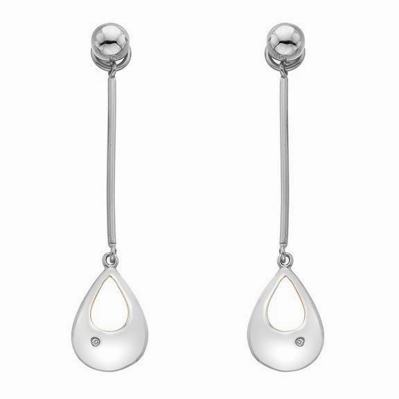 Hot Diamonds Luxury Sterling Silver Rose Gold Diamond Drop Earrings