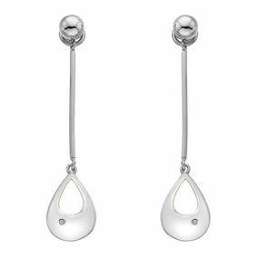 Hot Diamonds Luxury Sterling Silver Rose Gold Diamond Drop Earrings