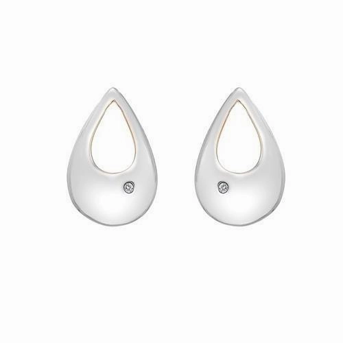 Hot Diamonds Luxury Sterling Silver Rose Gold Diamond Stud Earrings