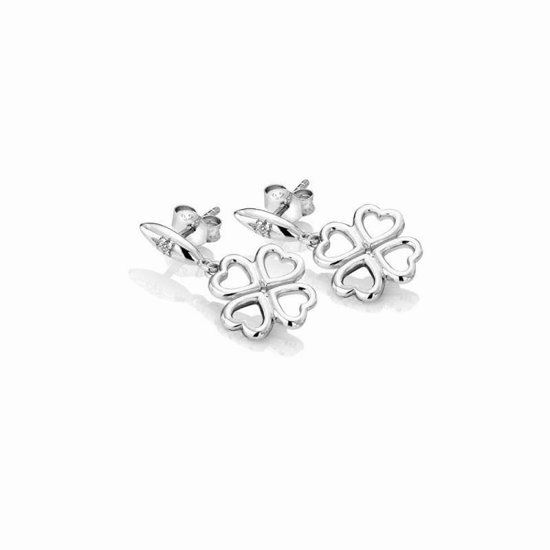 Hot Diamonds Sterling Silver Lucky In Love Drop Earrings D