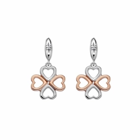 Hot Diamonds Sterling Silver Rose Gold Plate Lucky In Love Drop Earrings D
