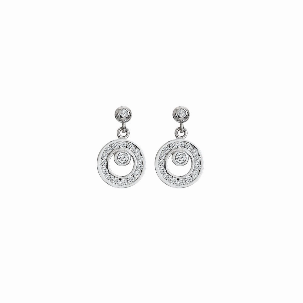 Hot Diamonds Sterling Silver White Topaz Orbit Earrings