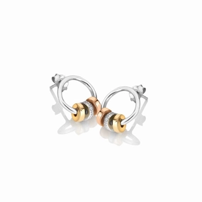 Hot Diamonds Trio Barrel Gold Plated Sterling Silver Drop Earrings D