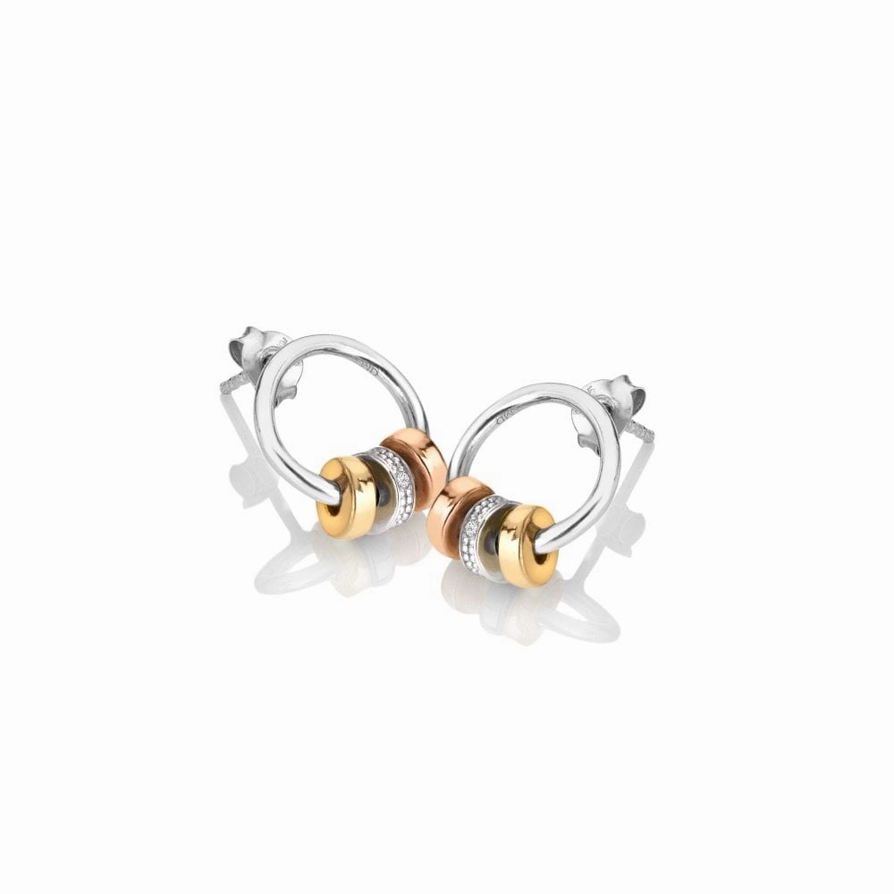 Hot Diamonds Trio Barrel Gold Plated Sterling Silver Drop Earrings D