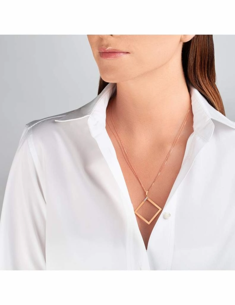 Ksenia Mirella Geo 18ct Rose Gold 0.11ct Diamond Square Necklace