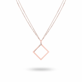 Ksenia Mirella Geo 18ct Rose Gold 0.11ct Diamond Square Necklace
