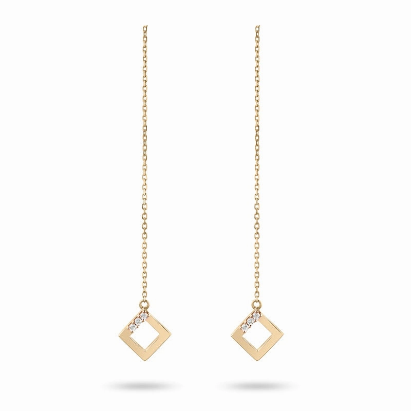 Ksenia Mirella Geo 18ct Yellow Gold 0.09ct Diamond Chain Earrings