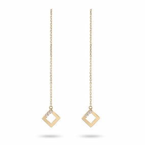 Ksenia Mirella Geo 18ct Yellow Gold 0.09ct Diamond Chain Earrings