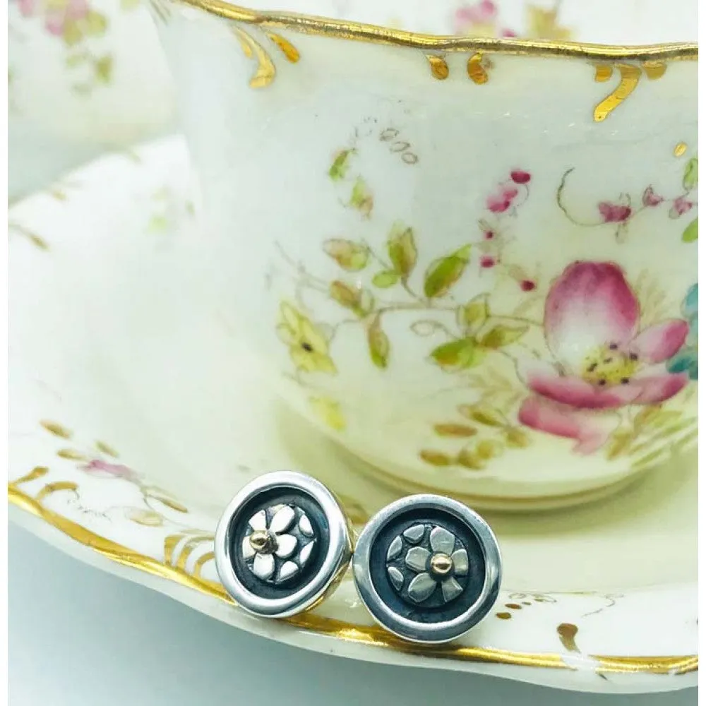 Linda Macdonald Cherish Sterling Silver 9ct Gold Stud Earrings D