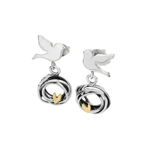 Linda Macdonald Three Little Birds Sterling Silver 9ct Gold Stud Earrings