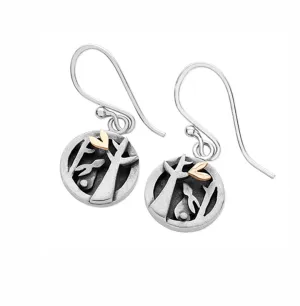 Linda Macdonald Woodlands Sterling Silver 9ct Gold Drop Earrings D